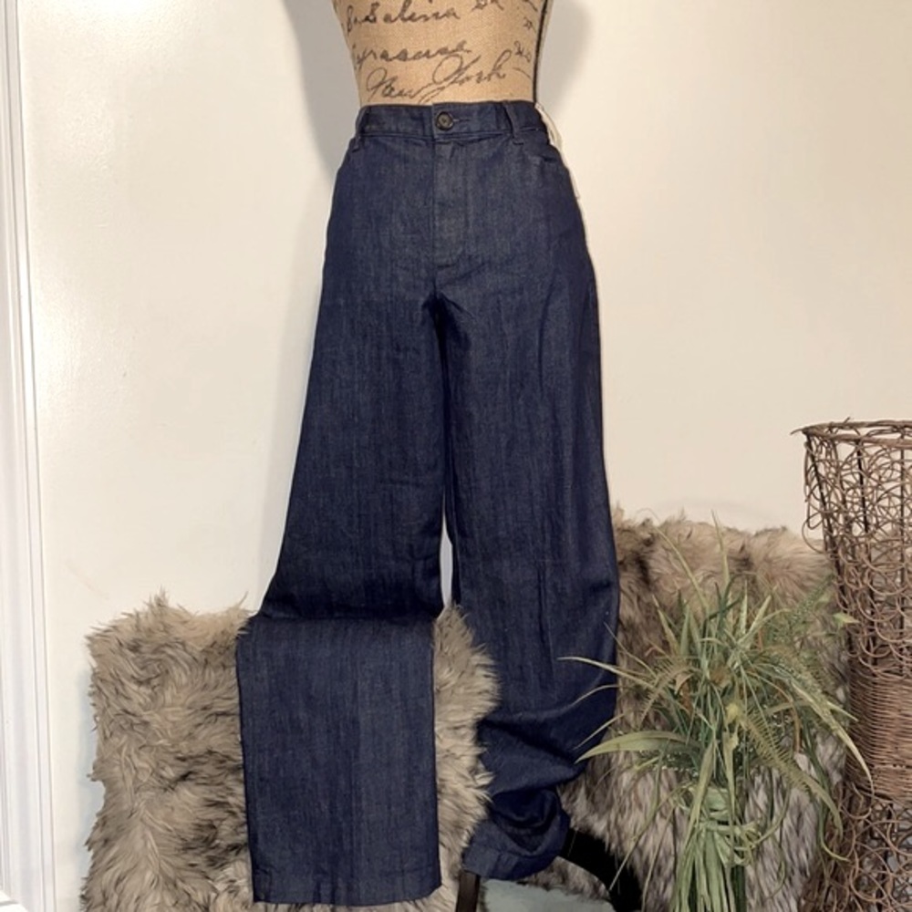 🔵🎉HP “NWT” TALL GIRLS DREAM FLARE LEG BANANA REPUBLIC DARK WASH TROUSERS - Picture 2 of 15